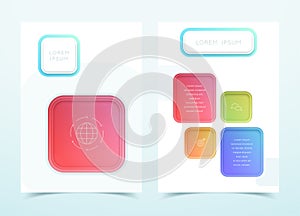 Vector Colorful 3d Square Portrait Page Template