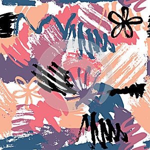 Vector colorful abstract blots seamless pattern.