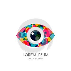 Vector colorful abstract eye logo, sign, emblem design element. Design concept for optical, ophthalmology, CCTV.