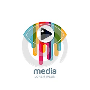 Vector colorful abstract eye logo, sign, emblem design element. Media, CCTV, television broadcast and tv design concept.