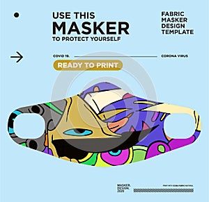 Vector colorful abstract fabric masker ready to print for corona viruses