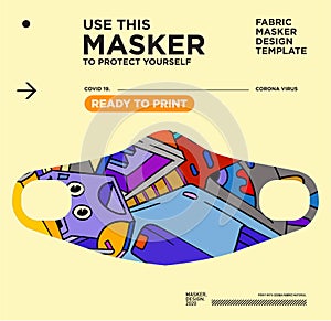 Vector colorful abstract fabric masker ready to print for corona viruses