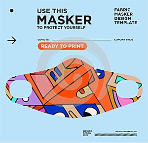 Vector colorful abstract fabric masker ready to print for corona viruses