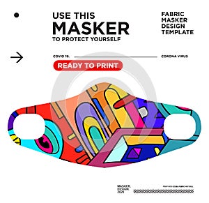 Vector colorful abstract fabric masker ready to print for corona viruses