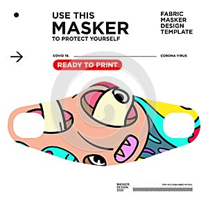 Vector colorful abstract fabric masker ready to print for corona viruses