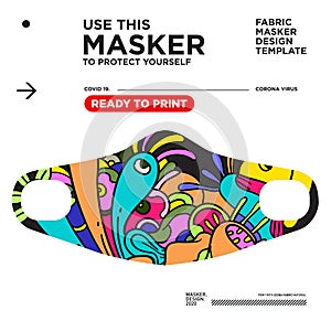 Vector colorful abstract fabric masker ready to print for corona viruses