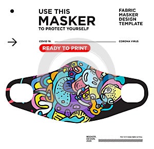 Vector colorful abstract fabric masker ready to print for corona viruses