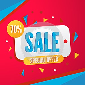 Vector colorful banner for sale season with special offer on red background