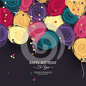 Vector colorful birthday card with paper balloons