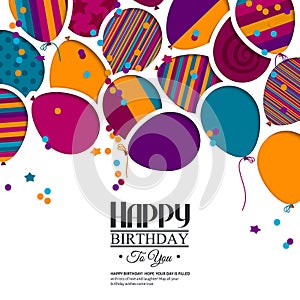 Vector colorful birthday card with paper balloons