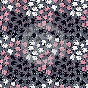 Vector colorful black pink white roses flowers seamless pattern