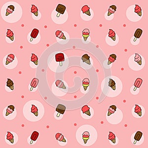 Vector colorful cartoon ice cream background pattern