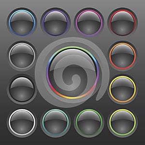 Vector Colorful Chrome Button Set