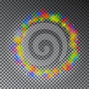 Vector colorful color magic circle. Glowing rainbow ring effect with sparkle. Glitter sparkle swirl