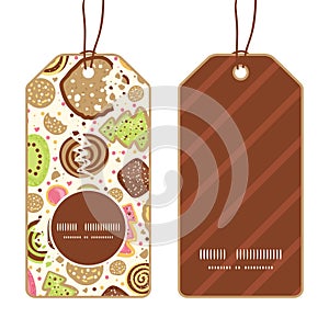 Vector colorful cookies vertical round frame