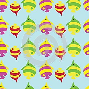 Vector colorful cute fishes vertical lines