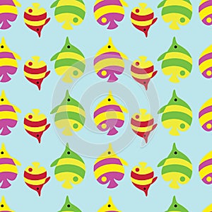 Vector colorful cute fishes vertical lines photo