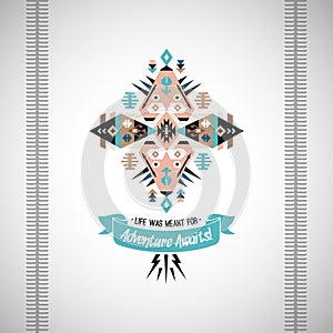 Vector colorful decorative element on native ethnic style