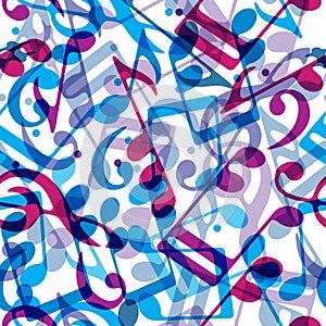 Vector colorful dotted music seamless pattern with aquatic music