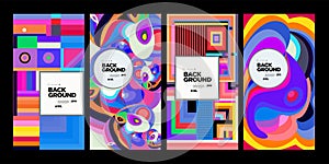 Vector Colorful Ethnic Geometric Pattern Background Set