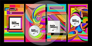 Vector Colorful Ethnic Geometric Pattern Background Set