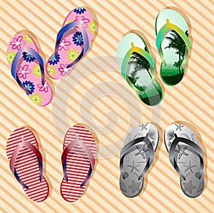 Vector colorful flip flops