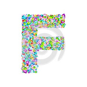 Vector colorful gem stones font, letter F