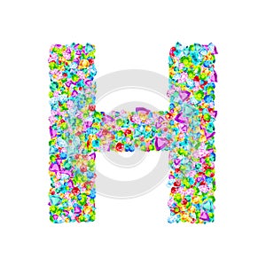 Vector colorful gem stones font, letter H