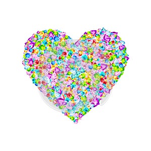 Vector colorful gem stones heartshape symbol photo