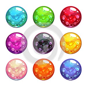 Vector colorful glassy magic balls set