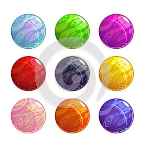 Vector colorful glassy magic balls set