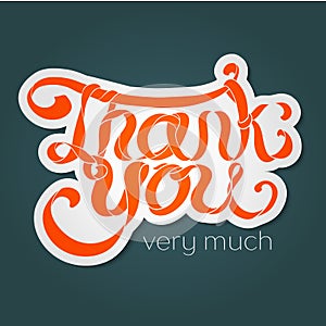Vector colorful hand lettering Thank you text with white stroke