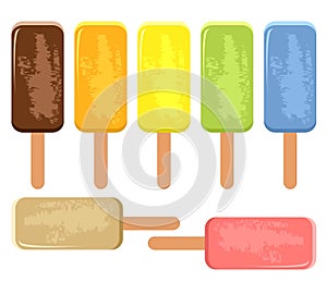 vector colorful icecream popsicles