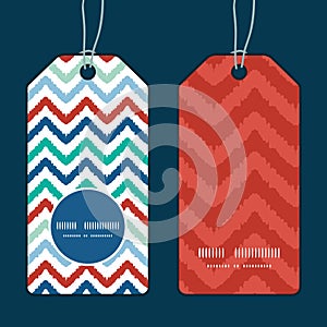 Vector colorful ikat chevron vertical round frame