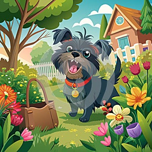 Affenpinscher dog joyless screams garden bag vector photo