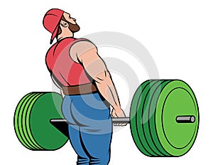 Vector colorful illustration of a young muscular guy.