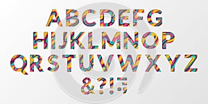 Vector of colorful layered font and paper alphabet. ABC letters design.