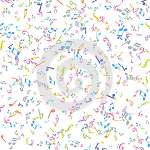 Vector colorful music notations background element in flat style