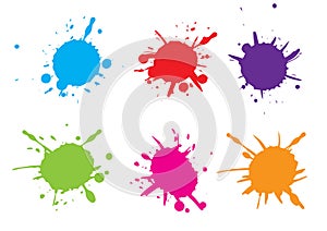 Vector Colorful paint splatter.Paint splash set.Vector illustration. blue red green pink orange colour