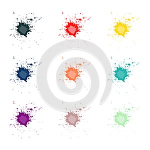 Vector Colorful paint splatters.Paint splashes set.Vector illustration