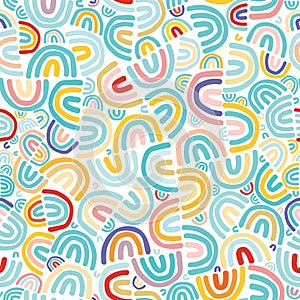 Vector colorful rainbow doodles. Perfect for surface pattern design, wallpaper, stationery.