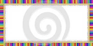 Vector colorful rectangle border made of pencils on notebook page background