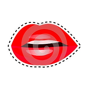 Vector colorful red shiny female lips