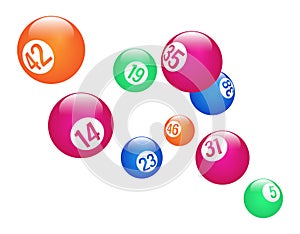 Vector colorful rolling bingo lottery balls