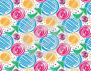 Vector colorful seamless pattern with marker texture. Hand drawn doodle marker background for design of gift packs, textile, cards