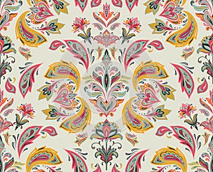 Vector colorful seamless pattern with oriental ornament. Beautiful endless background