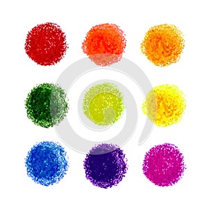 Set of crayon scribble texture stain isolated on white background