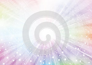 Vector  colorful sparkling background with radial rays, lights and stars. Unicorn background