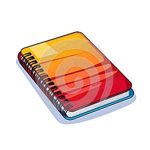 Vector of a colorful spiral notebook with a vibrant red and orange cover