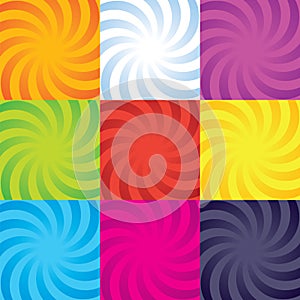 Vector colour-burst spiral swirl collection